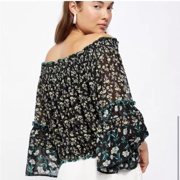 Free People Rose Valley Off-the-Shoulder Blouse Top - Picture 3 of 8